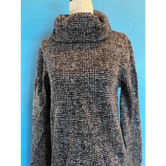 J.Crew Mercantile Pullover Funnel Neck Sweater Black White Plaid SOFT! SMALL - Picture 4 of 6